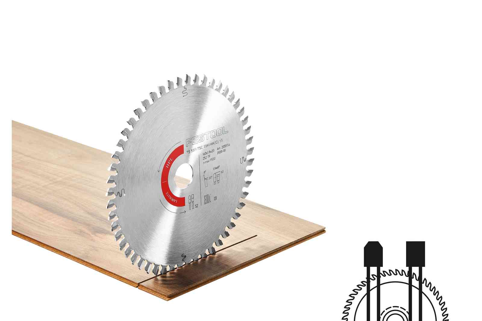 Festool Kreissägeblatt LAMINATE/HPL HW 168×1,8×20 TF52 205766 für TS60K TSV60K CSC-SYS50