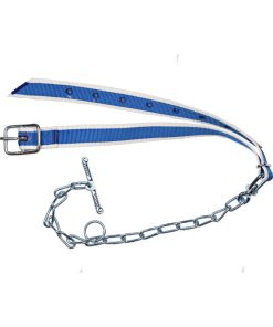 Viehanbindung HB 105 – Halsband mit Lederbesatz & Einfachkette mit D-Ring für Jungtiere