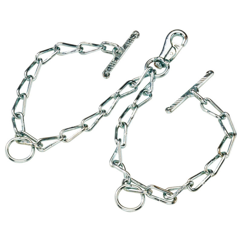 Double chaîne D6 de fixation au sol pour bovins – 2 x 0,6 m, avec mousqueton