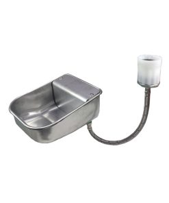 Viehtränke 2 Liter aus Edelstahl mit Schwimmerventil und IBC-Tank Anschluss